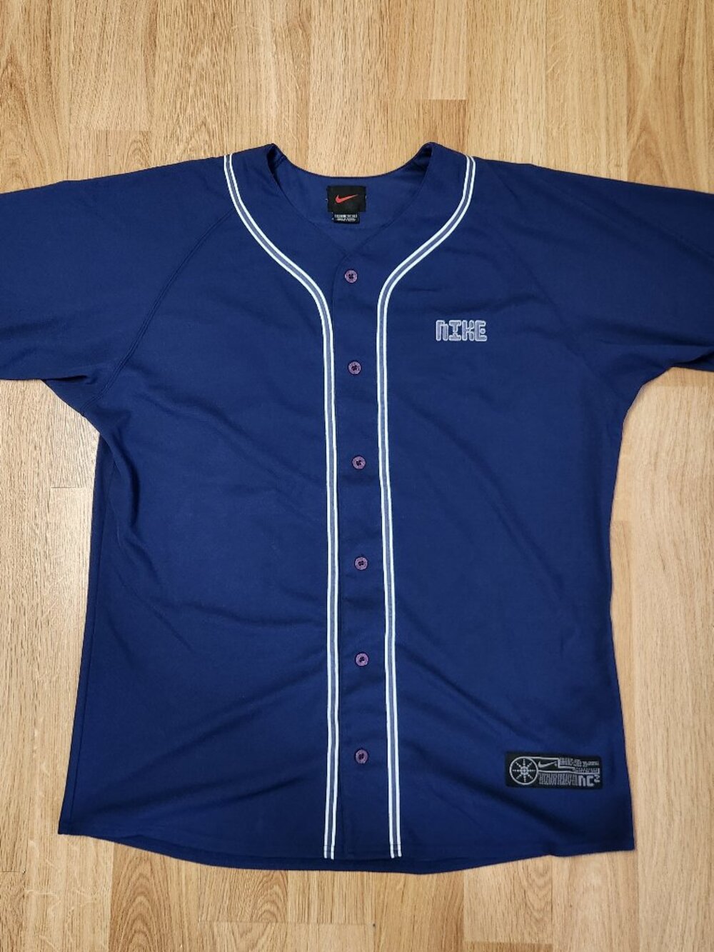 Nike Collection 2000 baseball jersey youth/women size XL (16-18) navy vtg NC2